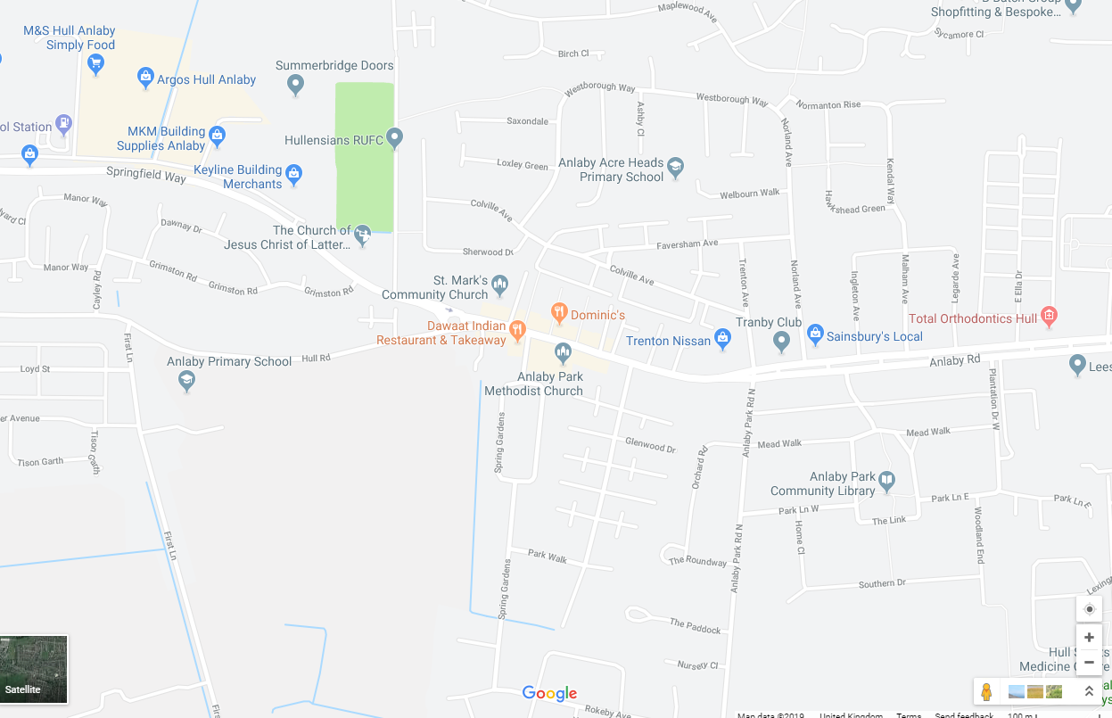 Map to Dominic's Takeaway, 249 Hull Road, Anlaby Common